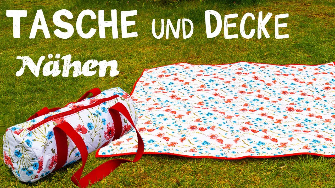 Picknicktasche  und Picknickdecke nähen - Ganz einfach aus Steppstoff nähen für Anfänger