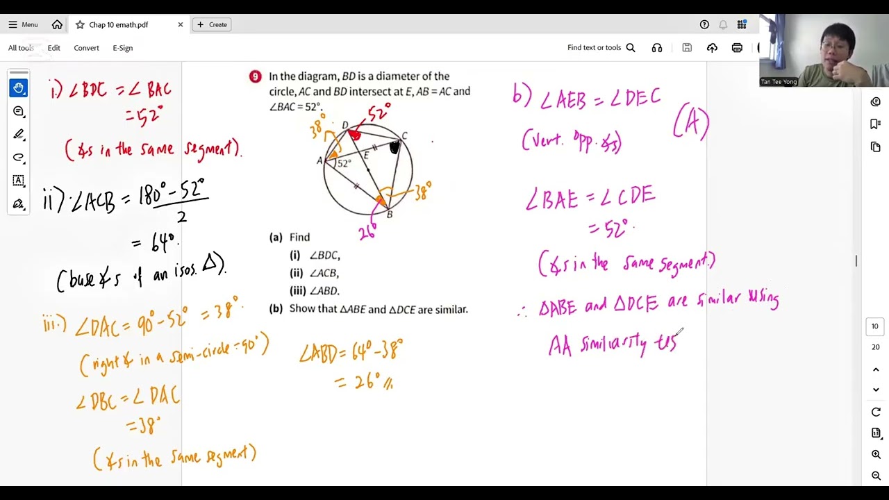 Emath Ex 10.3 Angles at the same segment and opposite segment (Q7, 9, 11, 12, 14)