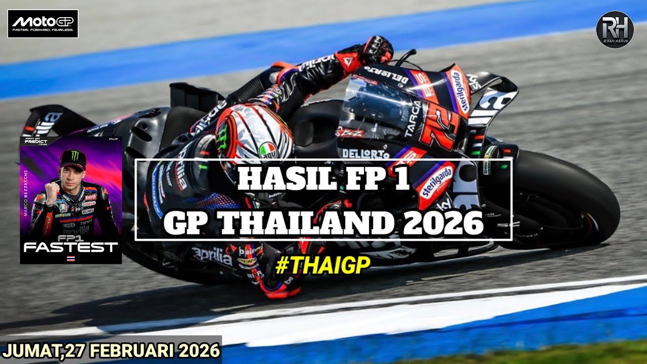 Hasil Motogp Hari ini~Hasil Latihan Bebas 1 GP Thailand 2026~FP 1 Gp Thailand 2026~Jadwal Motogp