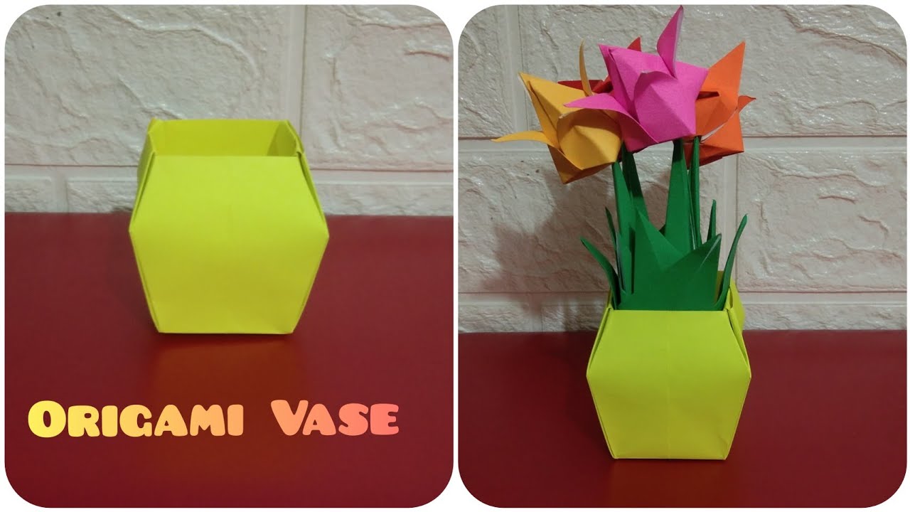 Cara membuat Origami Pot|Origami vase flower pot/ @Bundalena520