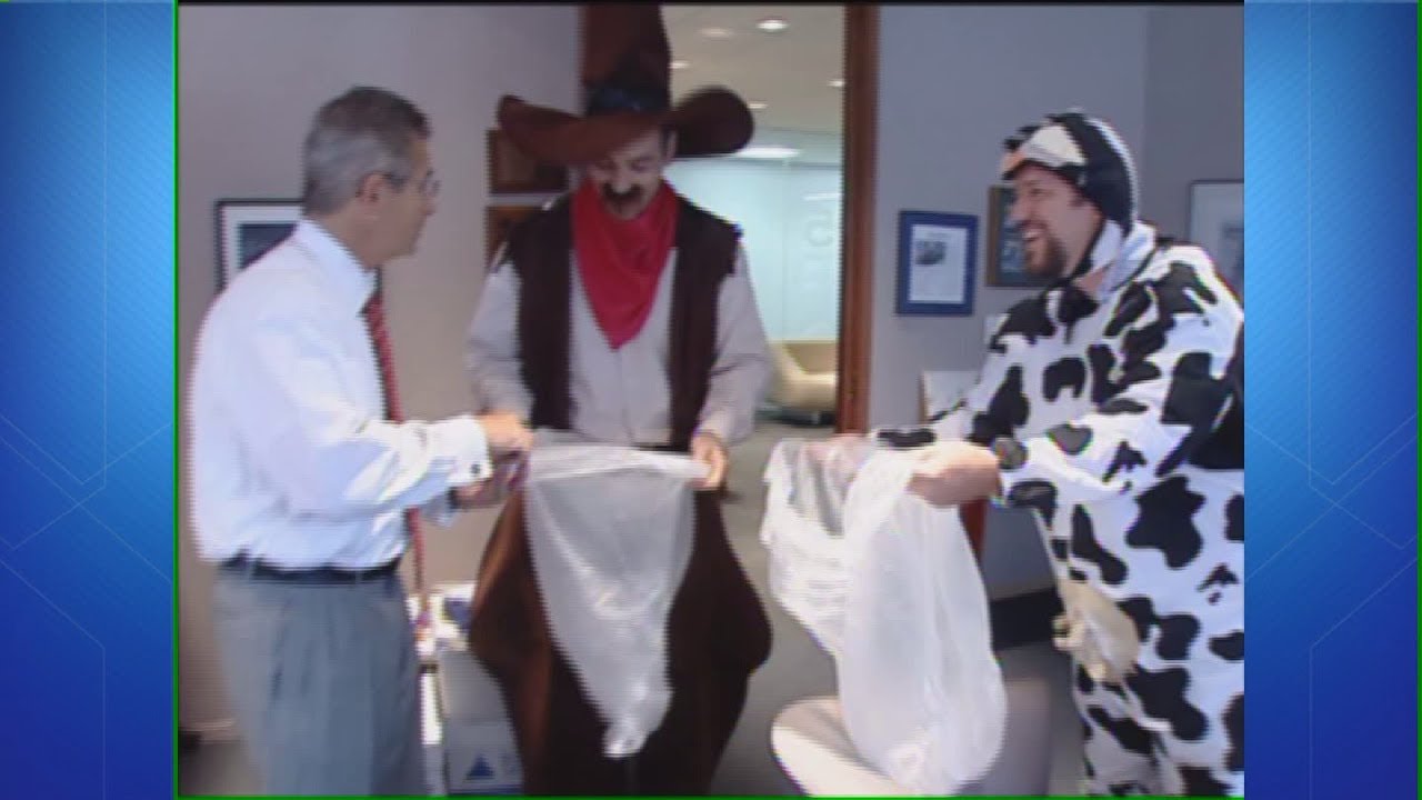 WGN Archives: Larry & Paul trick-or-treat at competing TV stations