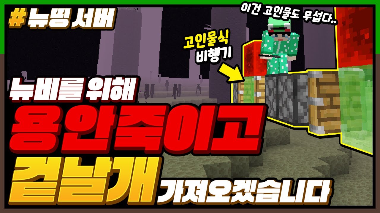 초보를 위해*용 안 죽이고 겉날개*만 가져오기ㅋㅋㅋ 착한 고인물임^^ㅋㅋㅋ [마인크래프트 뉴띵 마을] Minecraft - 루태