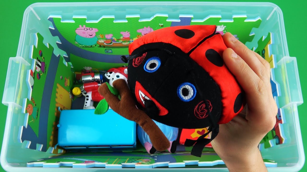 Learn characters, vehicles with Peppa Pig, Nemo, Paw Patrol, Ben & Holly - Toys in box for kids
