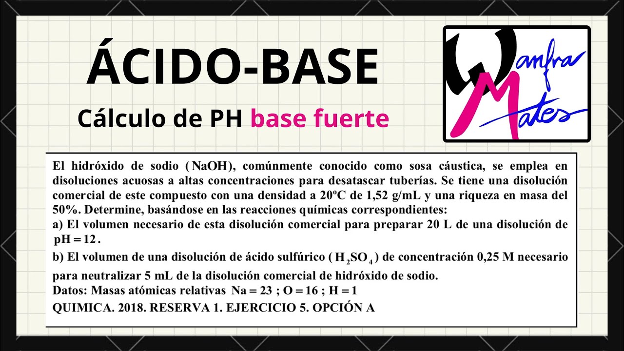 Calcular PH BASE FUERTE. EBAU 2018