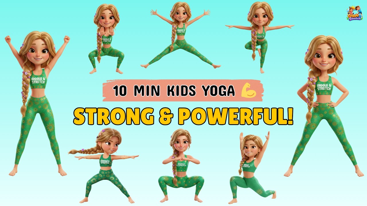 10 Min Kids Body Strength Yoga | Strong & Powerful | Giggle & Stretch