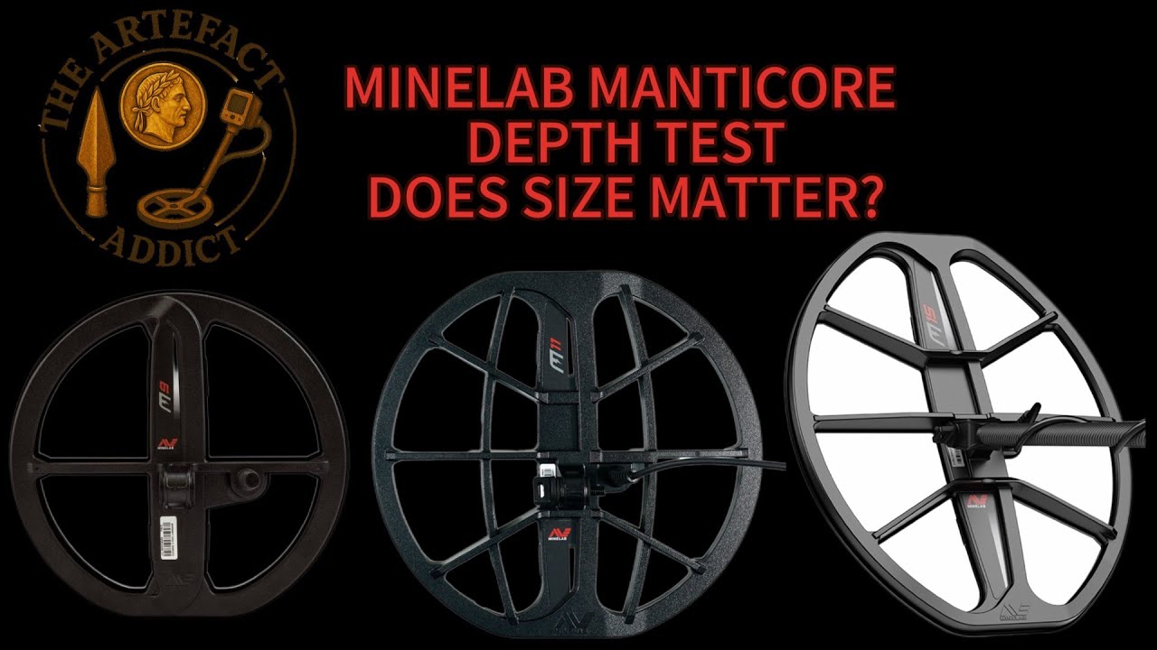 ТЕСТ ГЛУБИНЫ MINELAB MANTICORE, ШТАТНЫЕ КАТУШКИ 9, 11, 15 ДЮЙМОВ