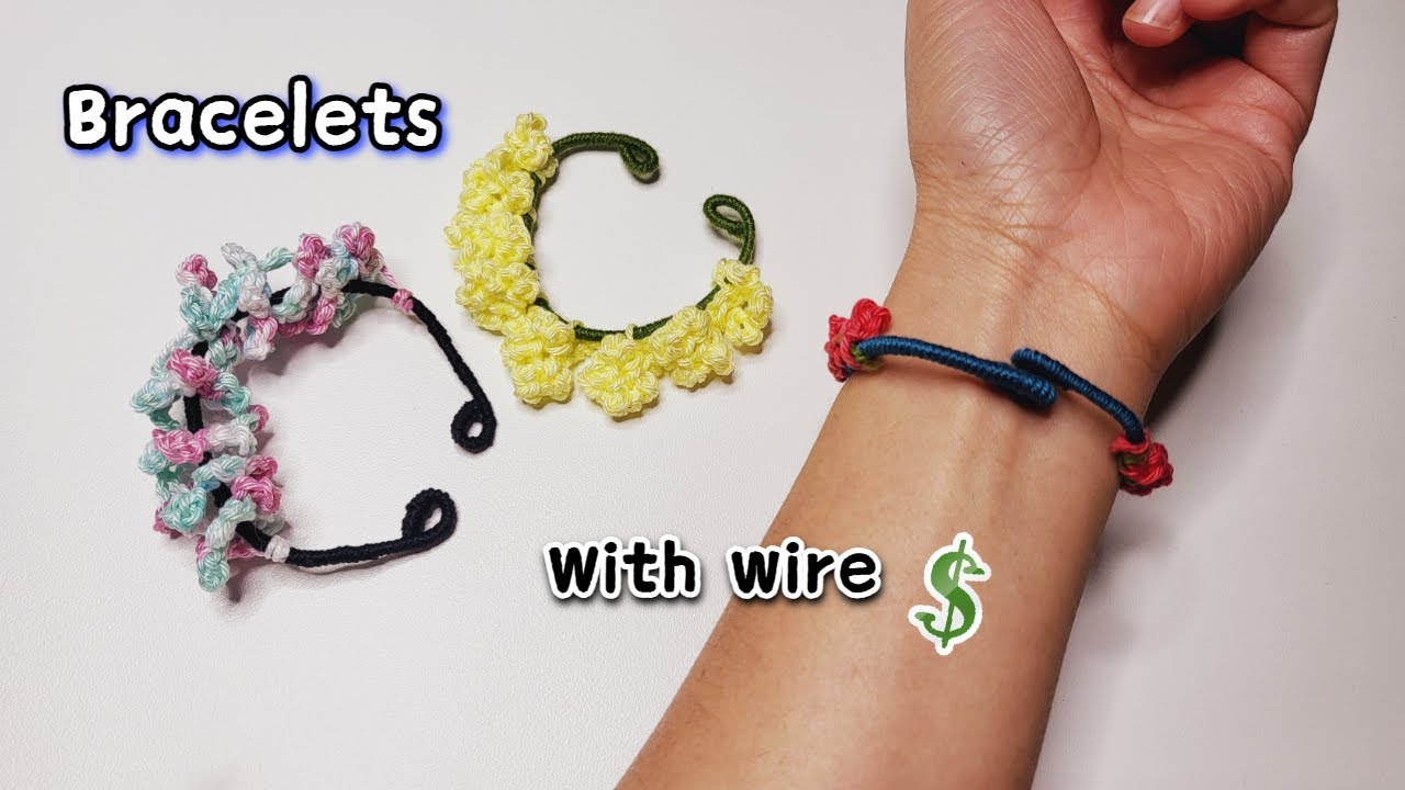 Crochet Friendship Bracelet using Wool & WIRE🪢 (Quick & Easy)