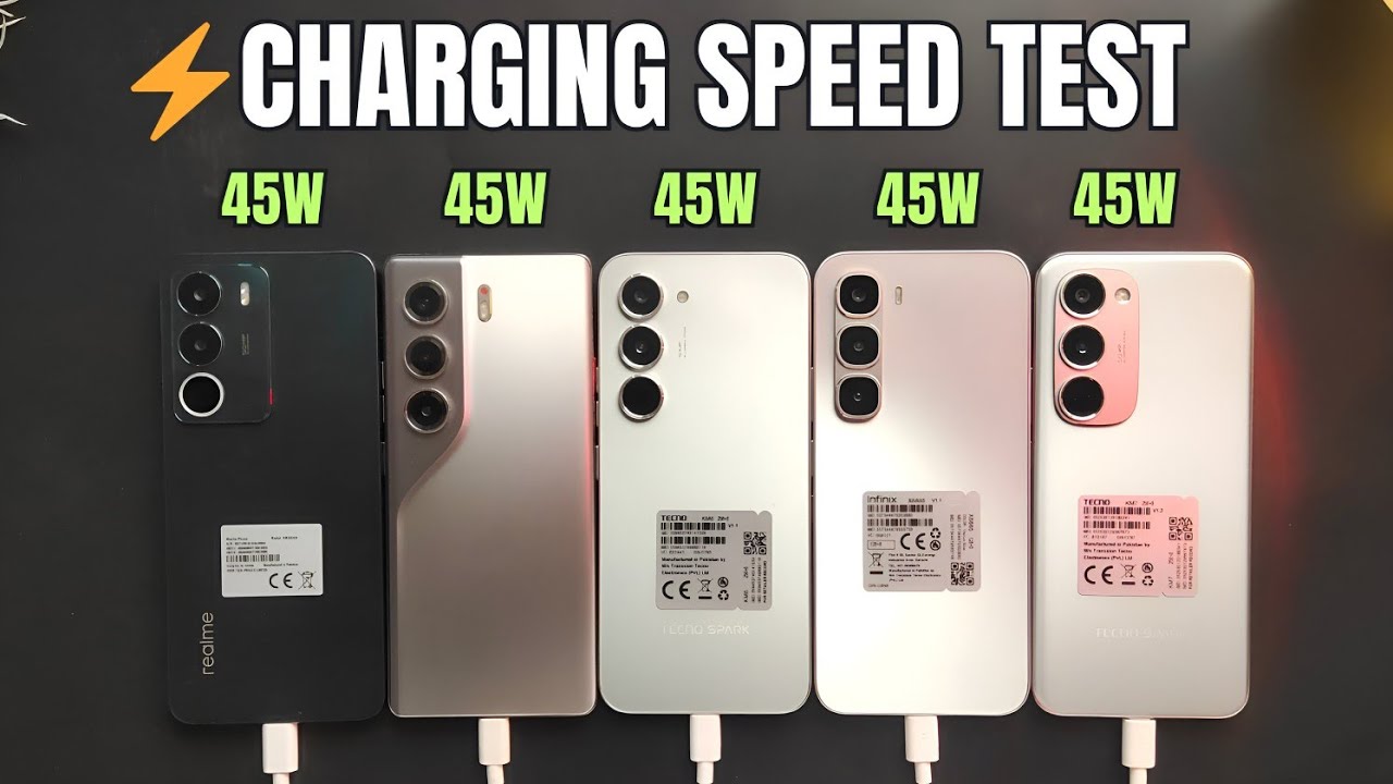 Charging Speed Test Spark 40 Pro+ vs Spark 40 Pro vs Hot 60 Pro vs Camon 40 Pro vs C71 | 45W | 🔥🚀⚡⏱️