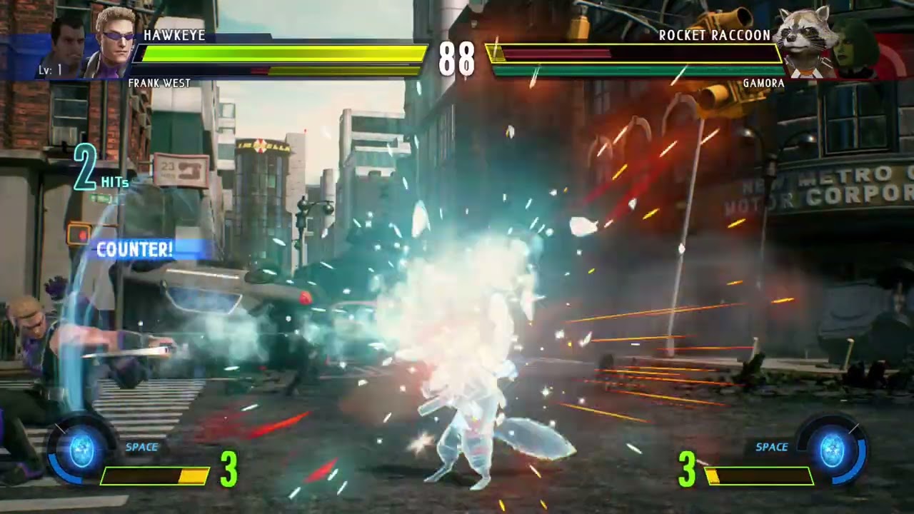 Фрэнк Уэст и Соколиный Глаз против Гаморы и Ракеты - Marvel vs Capcom Infinite
