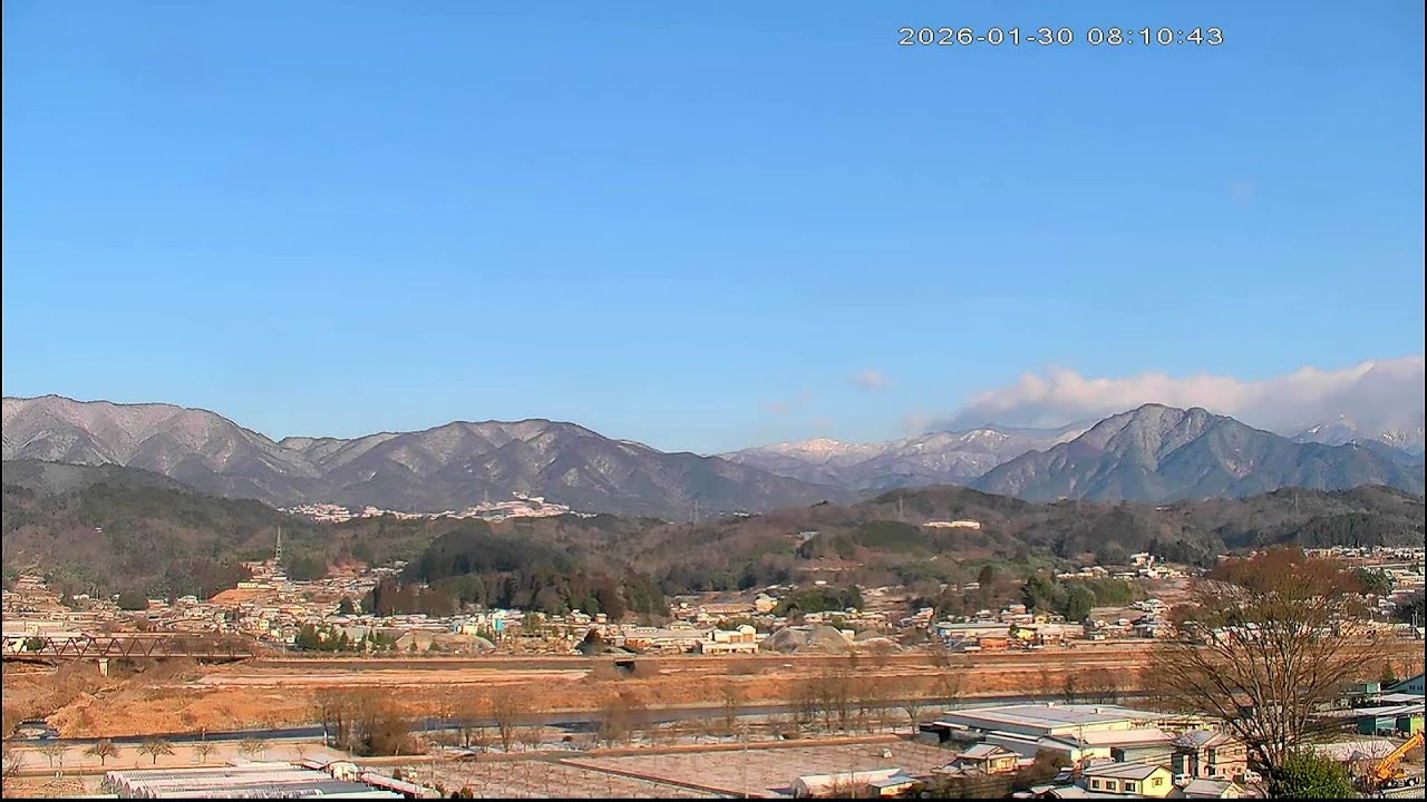 1月30日 ライブカメラ　風越山、JR飯田線、天竜川