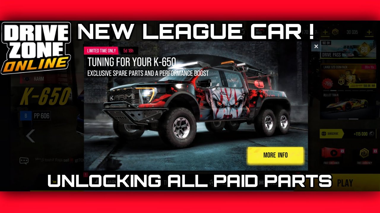 DZO | Unlocking All Paid Parts Of Monster K-650 ! @DriveZoneOnline @whenmafiaplays 