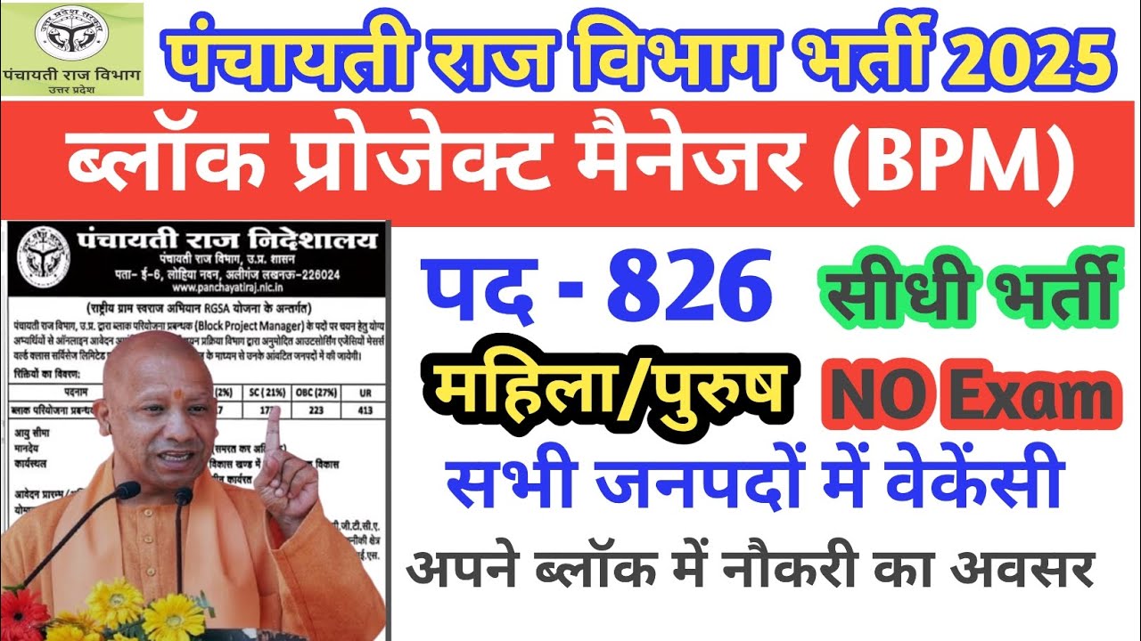 UP पंचायती राज विभाग संविदा भर्ती 2025 | UP Block Program Manager Vacancy | Panchayat Raj BPM Bharti