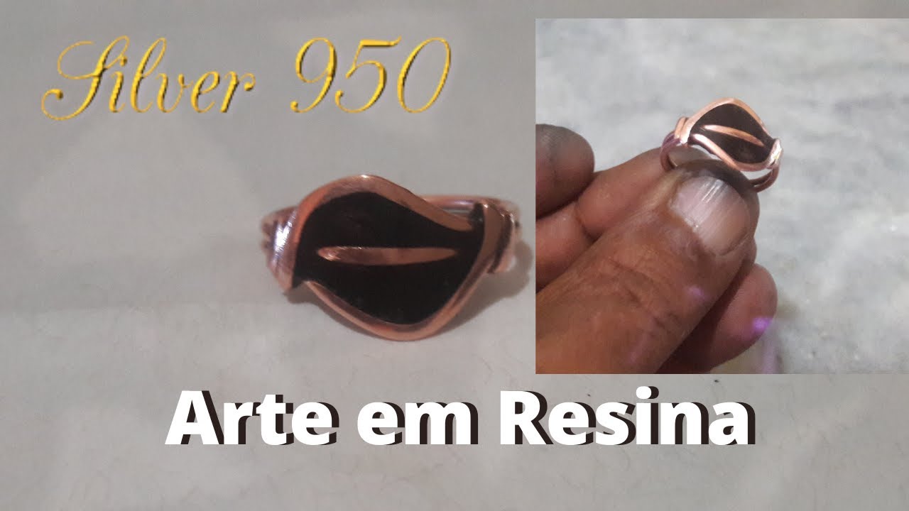 Arte em Resina, anel de Fio Cobre e Resina