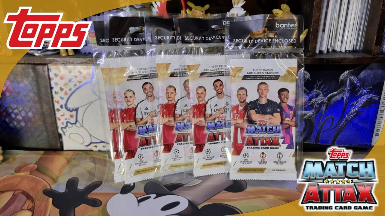 Открываю ещё 5 пачек MATCH ATTAX 2025 (26 штук).