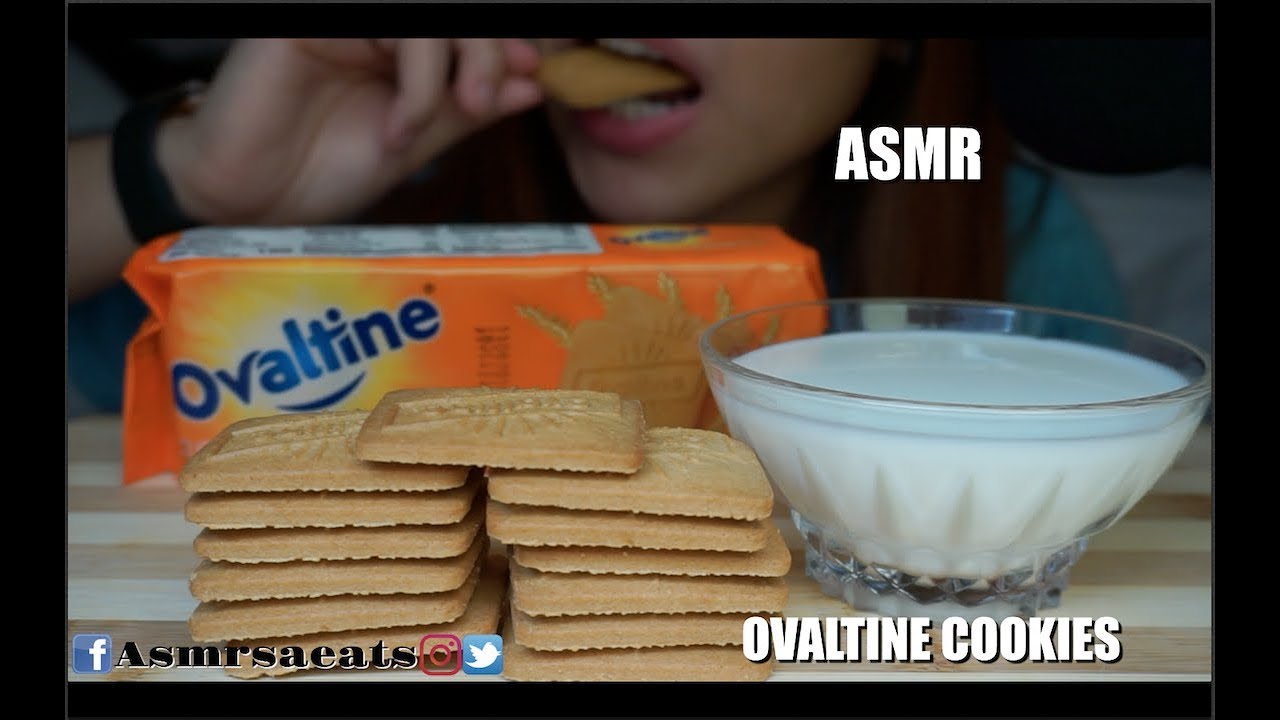 ASMR Ovaltine Cookies w/ milk (Extreme Crunchy Sounds) No talking | ASMR Sa Eats