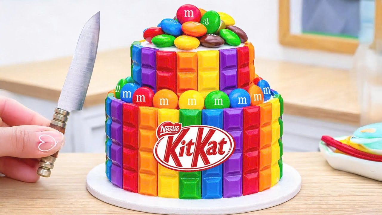Miniature Rainbow KITKAT Cake Decorating 🌈 Tiny Chocolate Cake Recipe Ideas