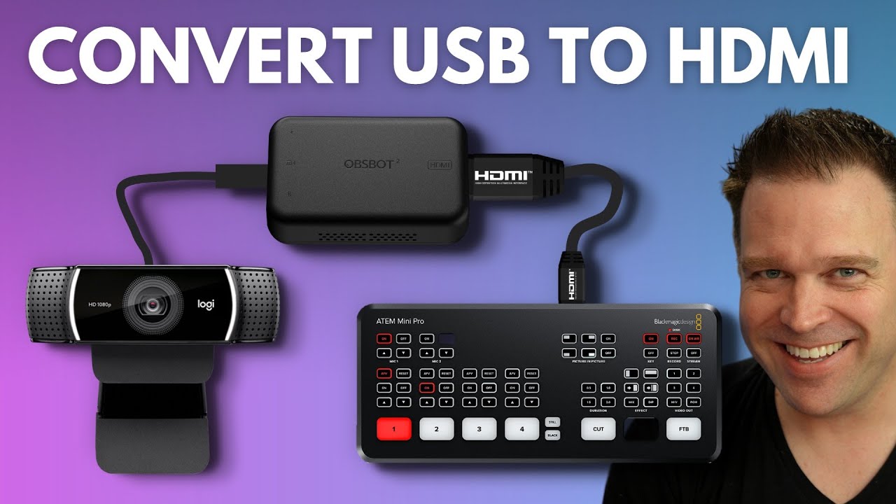 Конвертируйте USB-веб-камеры в HDMI для ATEM | Адаптер OBSBOT UVC-HDMI