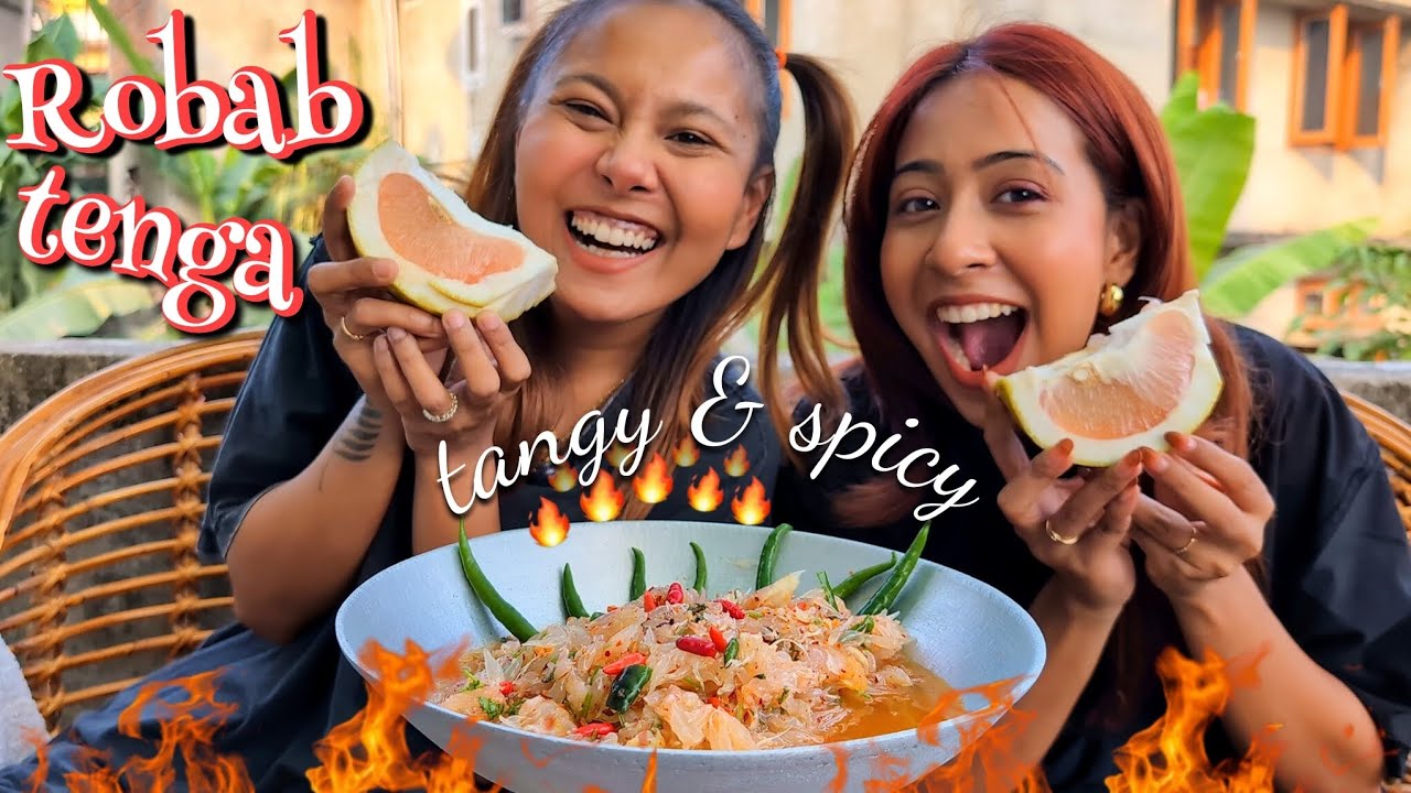 ASSAMESE FAVOURITE WINTER SNACK ROBAB TENGA CHALLENGE WITH MY SISTER | TANGY & SPICY POMELO FRUIT 