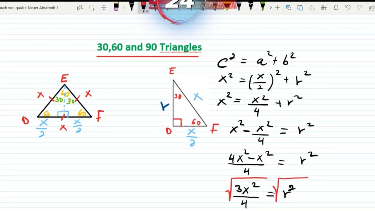 30,60 and 90 Triangles ( Saddex xagalka khaaska ah xisaab )