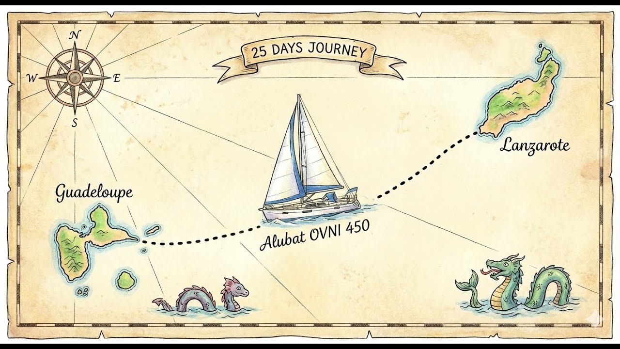 Slower than Columbus-Atlantic Crossing, 25 Days, 3,174 nm, Lanzarote to Guadaloupe in 2024.