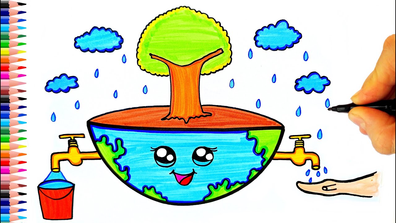 Dünya Su Günü Resmi Çizimi 🌳💧 Dünya Su Günü İle İlgili Resim - World Water Day Drawing