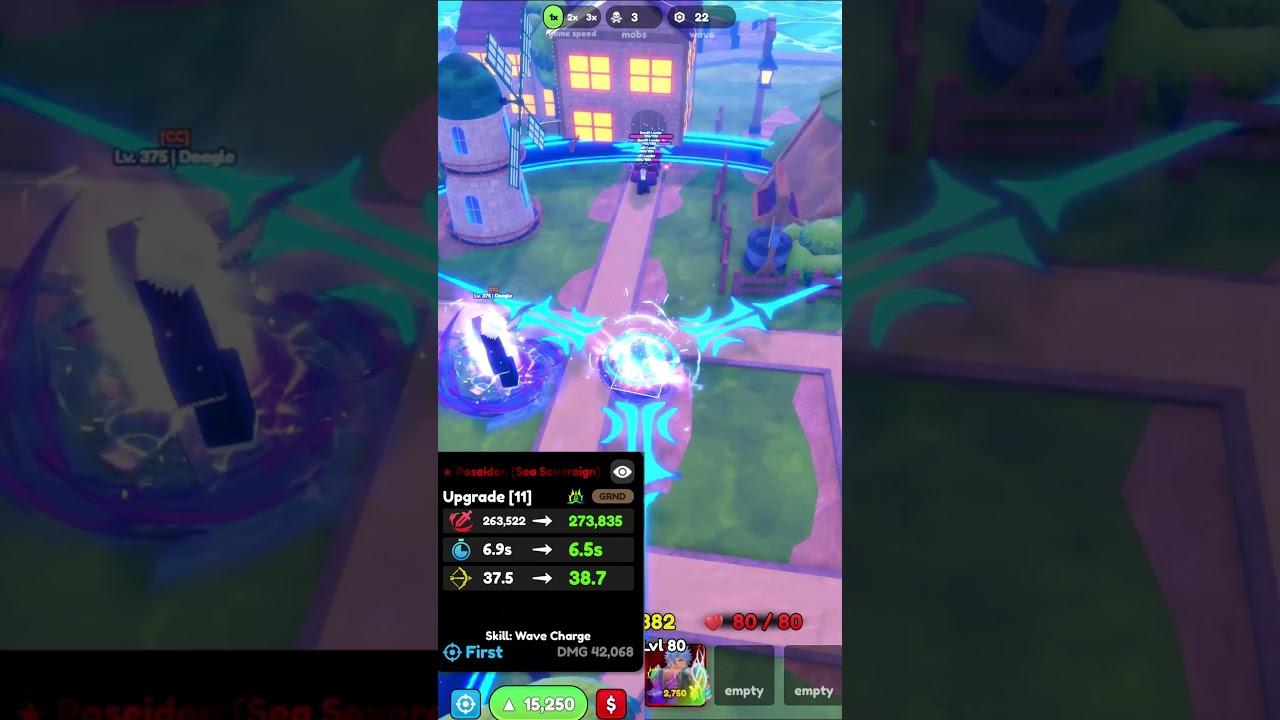 Shiny Almighty Poseidon Showcase In Anime Defenders #animedefenders #roblox #shorts