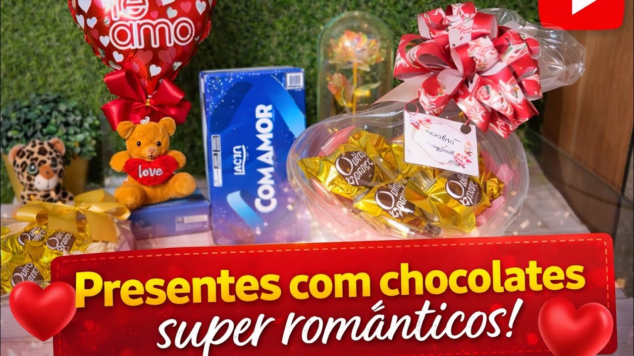 Presentes com chocolates, bem românticos! Montagem.