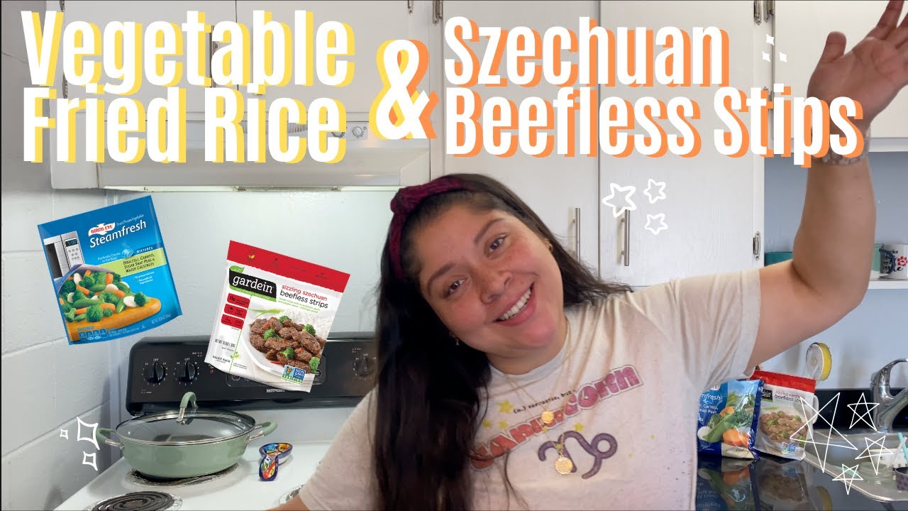 COOK WITH ME | Vegetable Fried Rice + Szechuan Beefless Strips