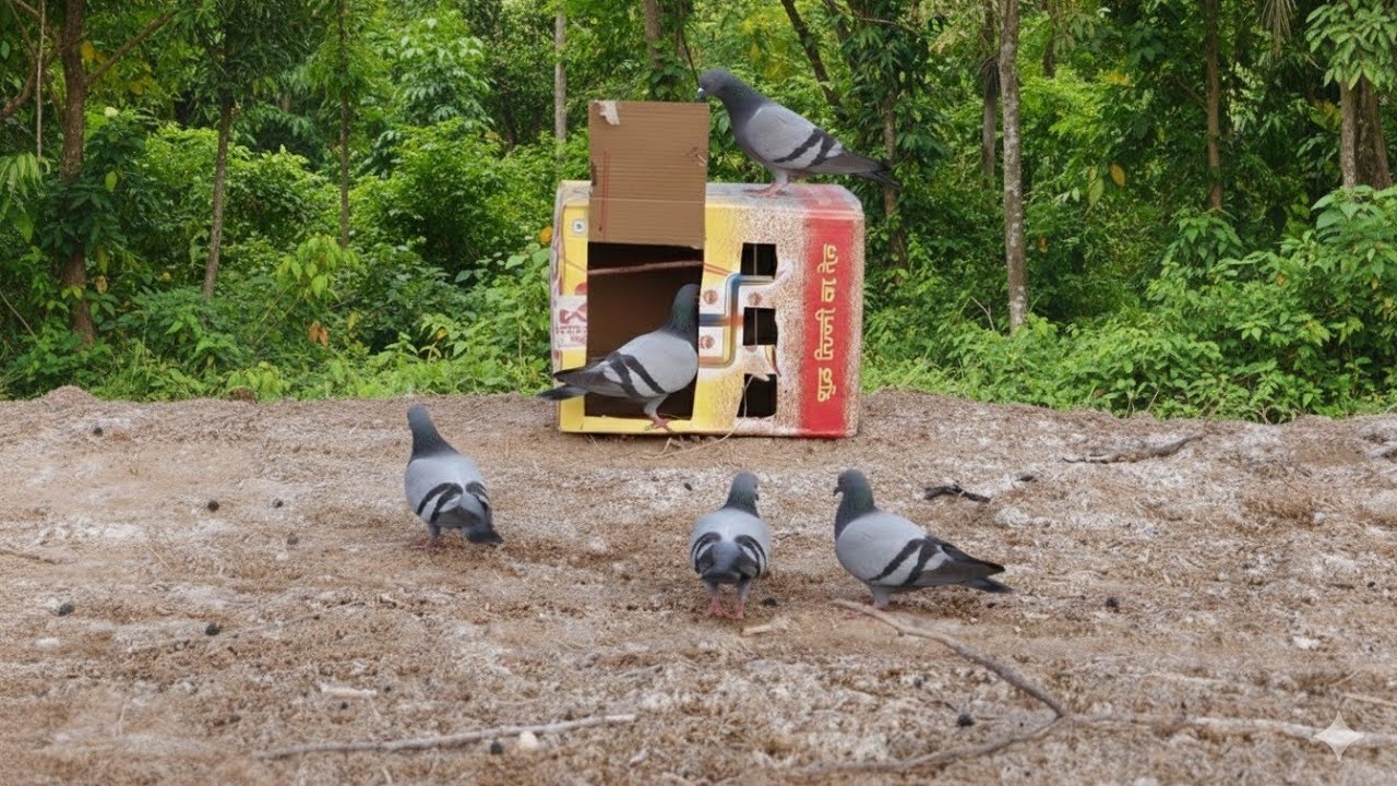 Easy Pigeon Trap Using Coca-Cola Box With Woods - Best Method Bird Trap कबूतर पकड़ना का देसी पिंजरा