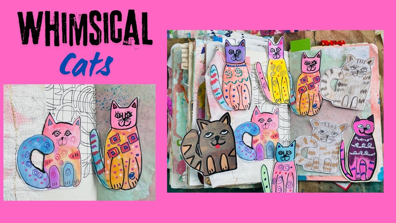 MAKE EASY Whimsical Cats/Collage Fodder for Art Journals and Junk Journals