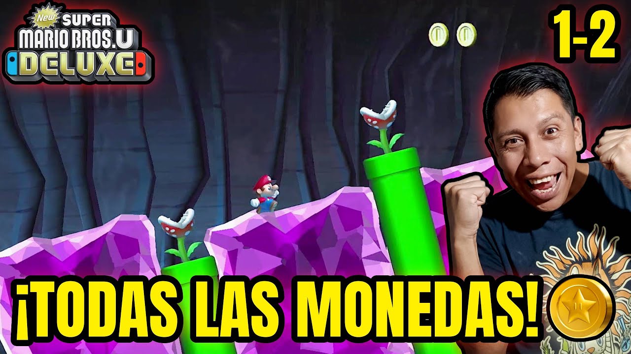 Cómo conseguir todas las Monedas Estrella – Caverna Escarpada 1-2 | NSMBU Deluxe 100%