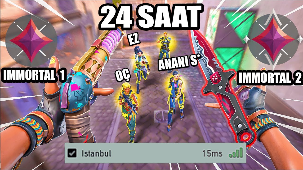 TR SUNUCUSUNDA 24 SAATTE IMMORTAL 2 OLMAYI DENEDİM( HER MAÇ KAVGA) VALORANT