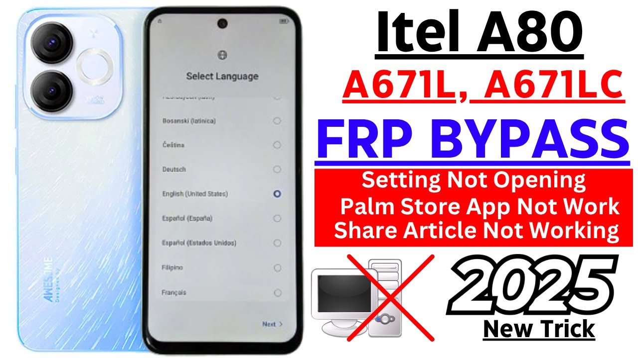 Itel A80 Frp Bypass Android 14 Without Pc | Google Account Bypass (Setting & Palm Store Not Open)