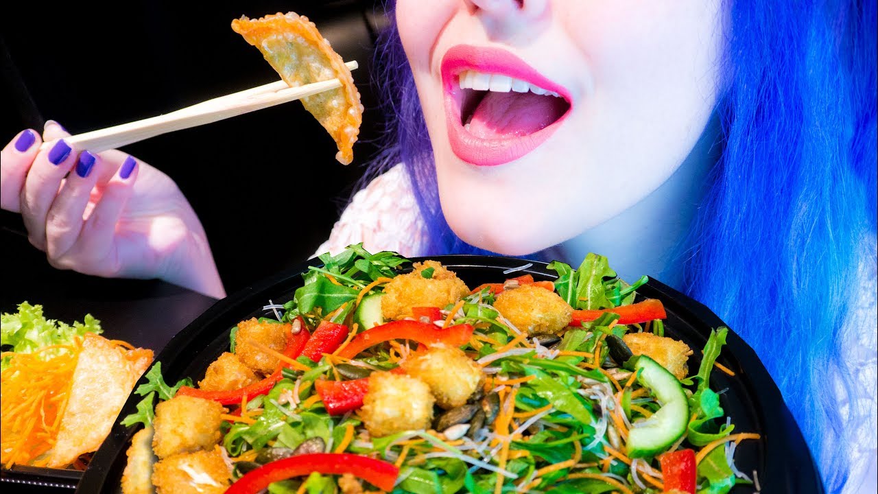 ASMR: Crispy Glass Noodle Salad, Tofu Tempura & Gyoza | Japanese Takeout ~ Relaxing [No Talking|V]😻
