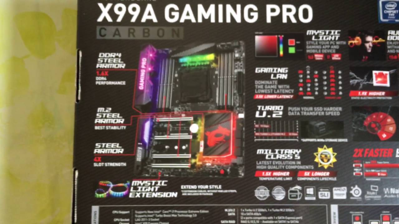 Купил MSI X99A GAMING PRO CARBON + i7 6850k