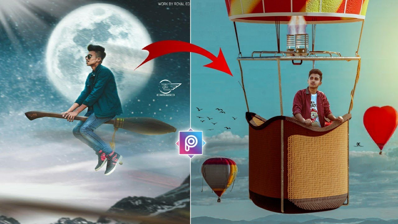 PICSART - Flying Hot Air Balloons Manipulations Editing Tutorial In Mobile | Instagram Viral Editing