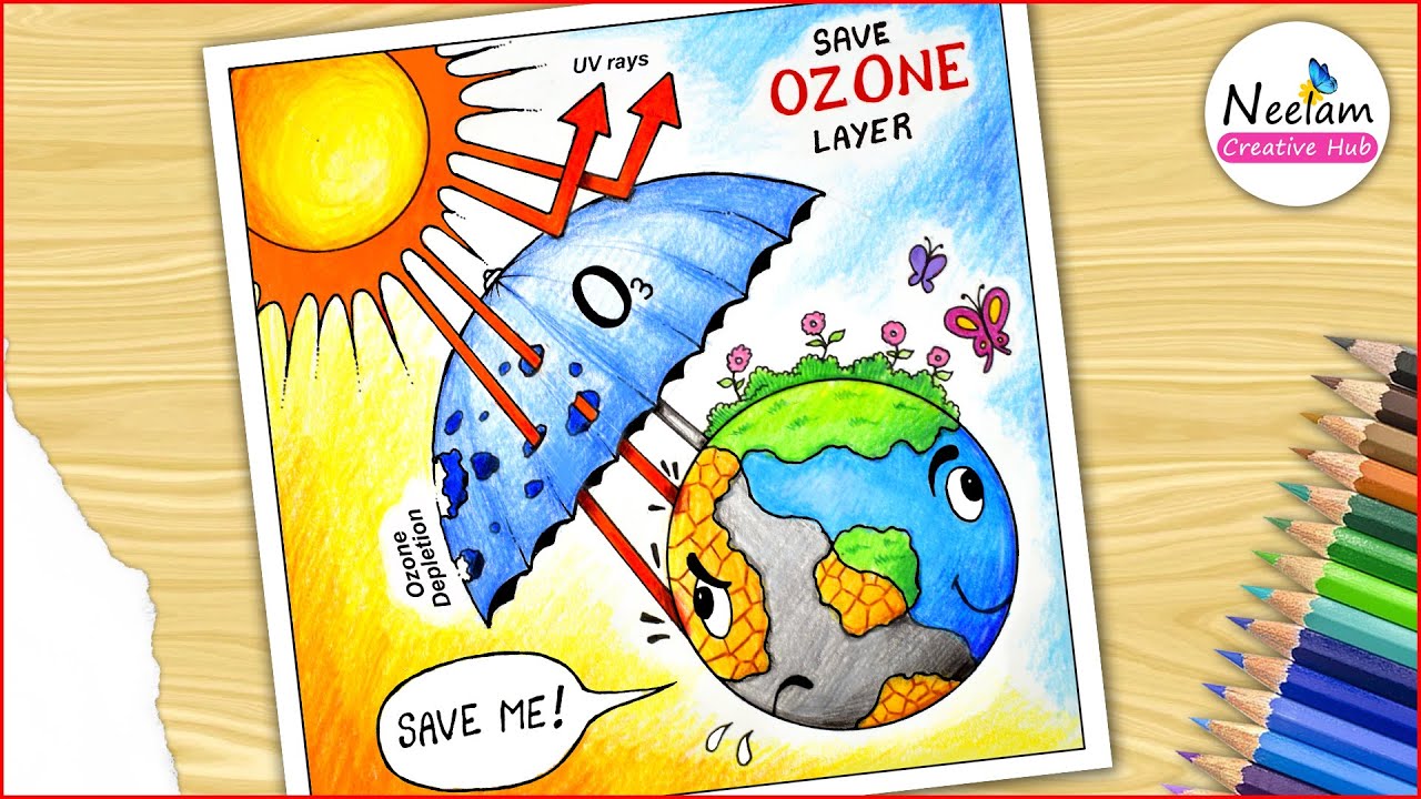 Ozone Day Easy Drawing / Save ozone layer poster / Ozone day poster making idea