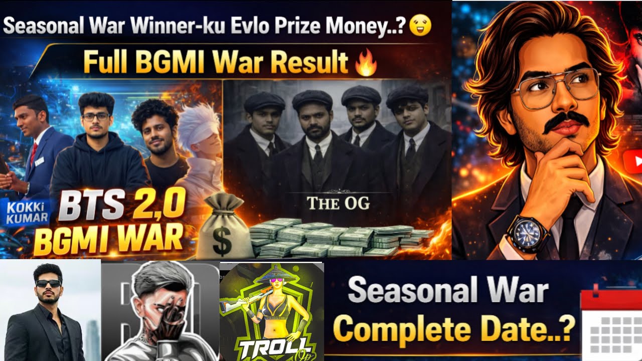 Seasonal War Winner-ku Evlo Prize Money..? 😳💰 | Full BGMI War Result 🔥 #botsquad #madan #btswar 