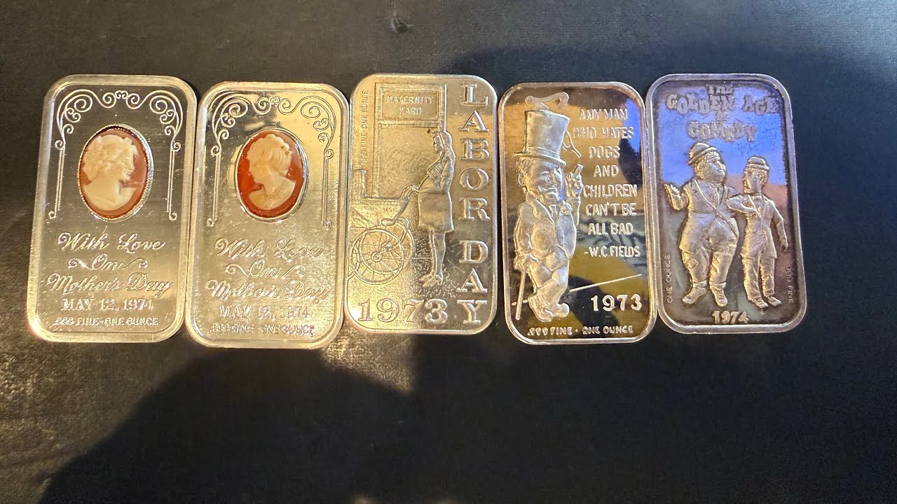 Винтажные серебряные слитки Ceeco .999 пробы, 1 унция, с камеей, посвященные Дню труда, WC Fields...