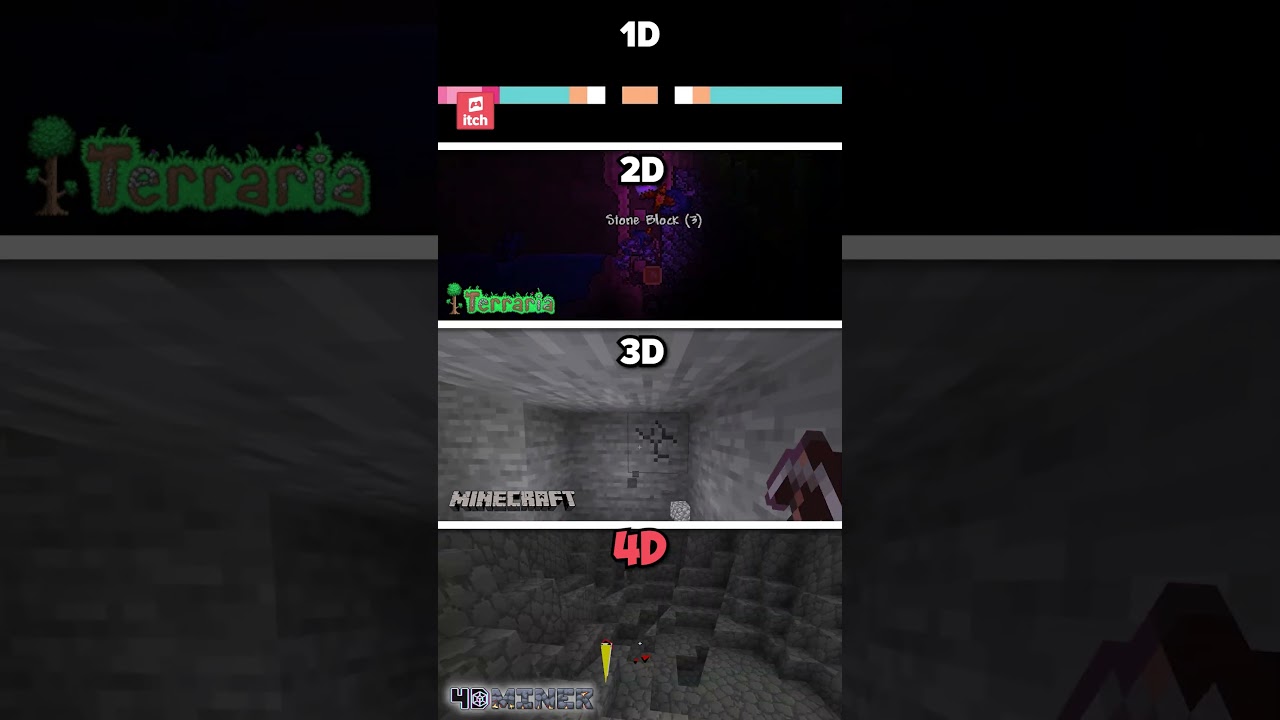 1D vs 2D vs 3D vs 4D Minecraft Sandbox Compared!