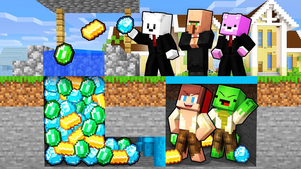 POOR JJ and Mikey Created a Wishing Well to Rob RICH Friends in Minecraft! (Maizen)