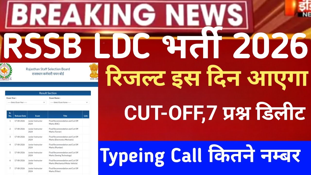 RSSB ldc result 2026/Rajasthan LDC expected Cut-Off 2026/Raj.ldc Safe Score/rssb ldc result 2026