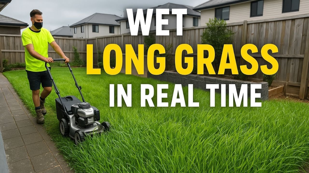 How to Cut OVERGROWN Grass - REAL TIME MOWING