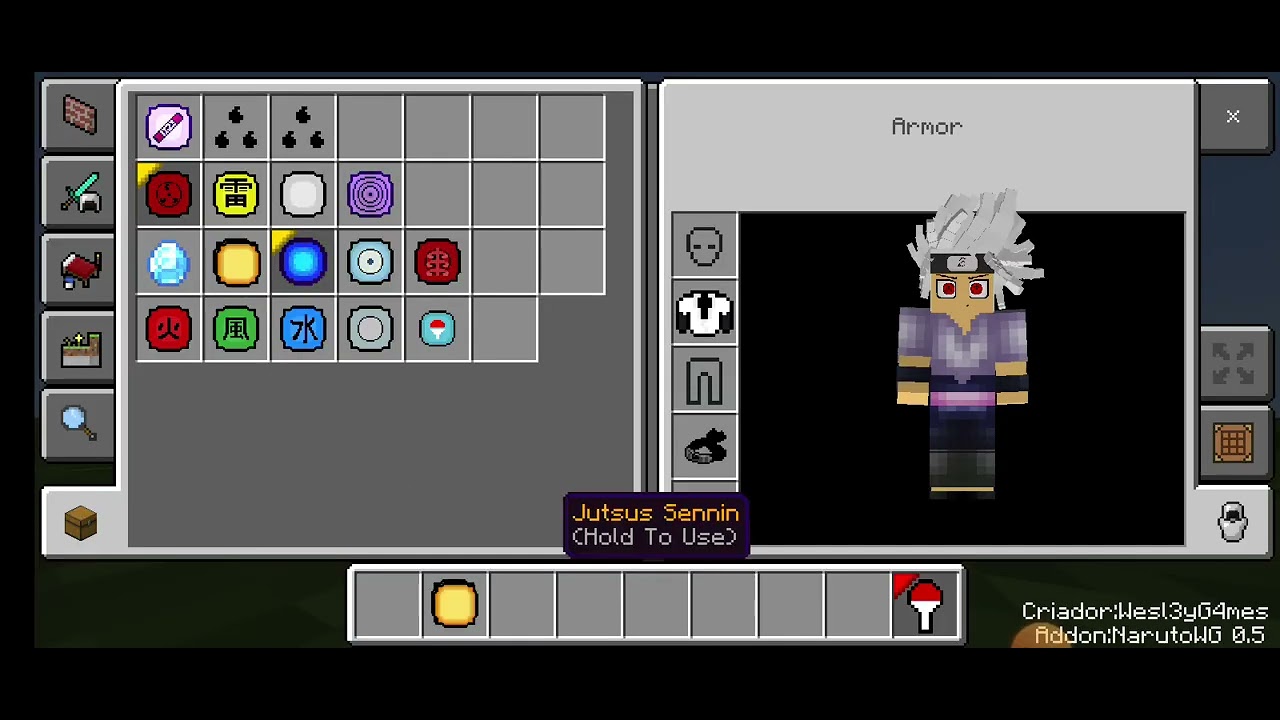 mcpe addon naruto 0.5 made by wesl3yg4mes