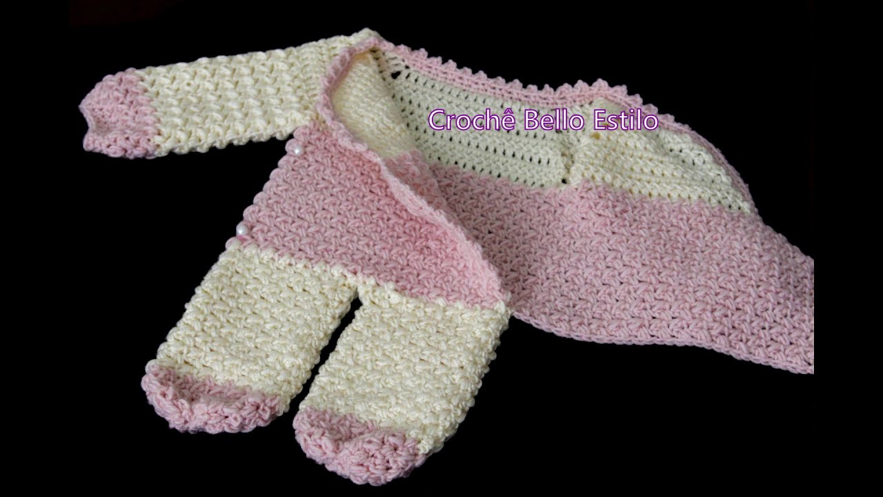 MACACÃO DE CROCHÊ PARA BEBÊ COM ABERTURA WRAP TODOS OS TAMANHOS COM LEGENDA