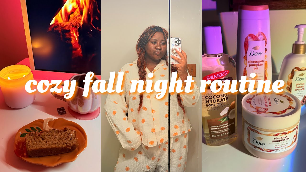 🌙 COZY FALL NIGHT ROUTINE 🎃 | fall everything shower, gaming, baking pumpkin bread, chatty vlog!
