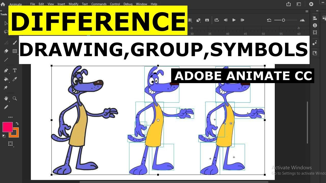 Symbols and How to group in Adobe Animate CC | Difference between normal drawing