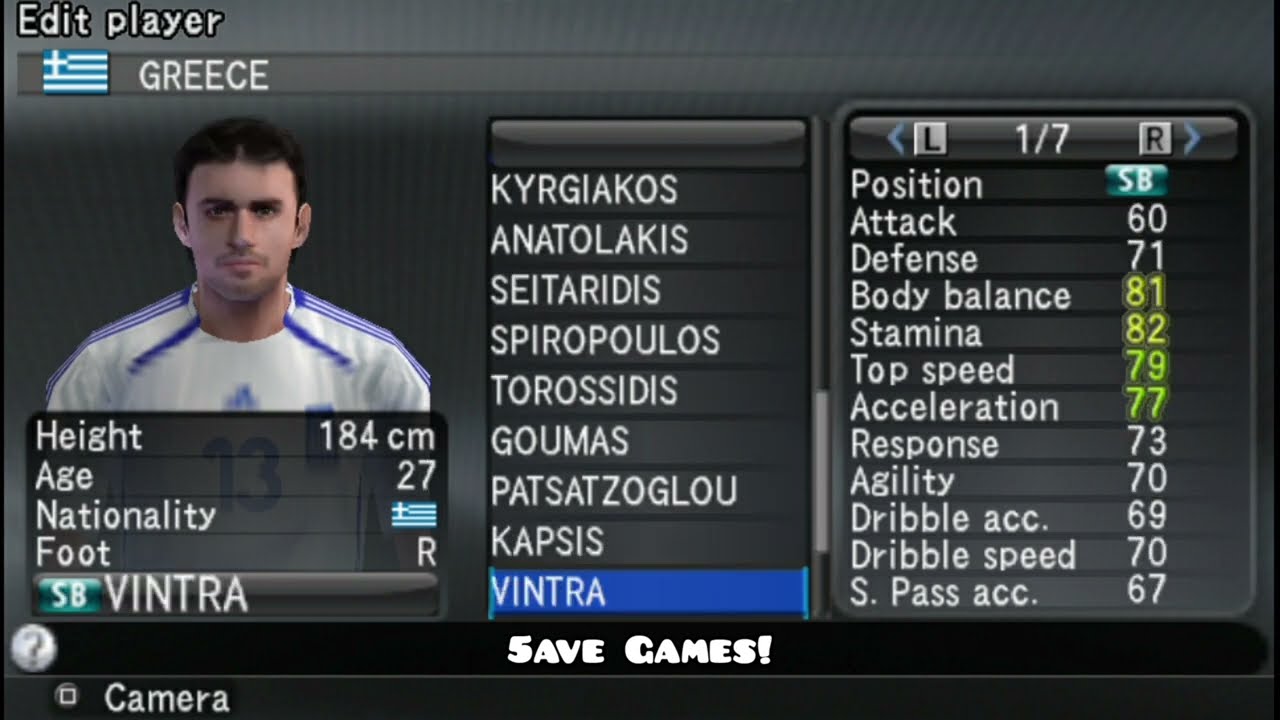 PES 2008 GREECE All National Team Players (Europe A) Pro Evolution Soccer PS2 ⚽️