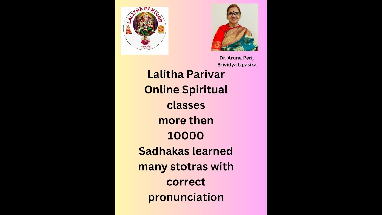 Online Spiritual Classes with correct pronunciation | Dr. Aruna Peri