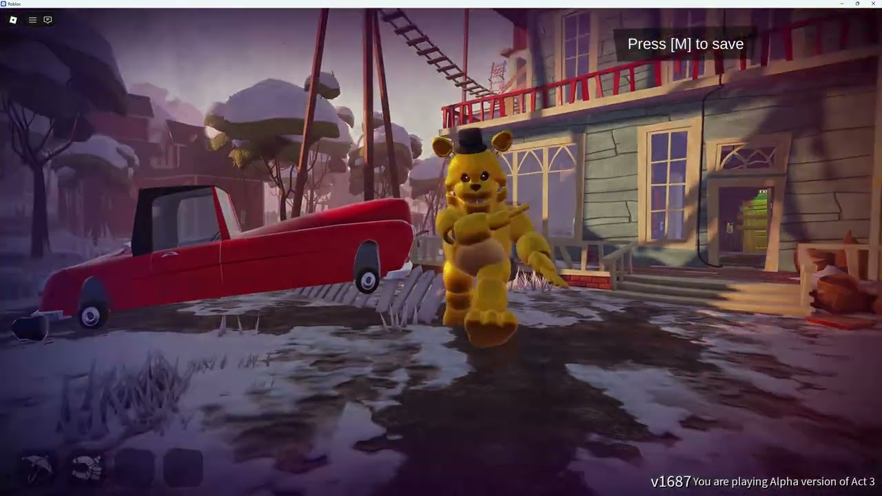 Golden Freddy from five nights at Fredy's this is on Roblox hello FredBear act 3